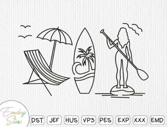 Beach Paddleboard Embroidery