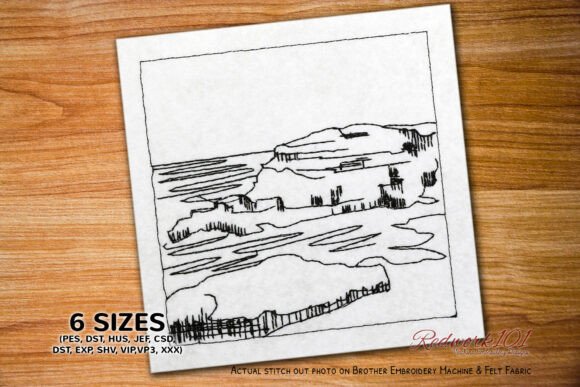 Big Halona Blowhole Redwork Embroidery