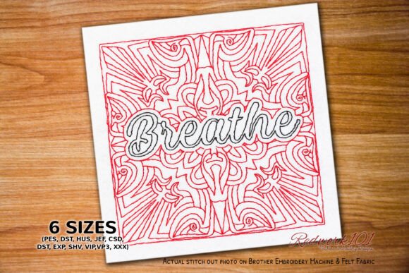 Breathe Word Redwork Embroidery