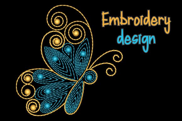 Butterfly Curls Embroidery Design