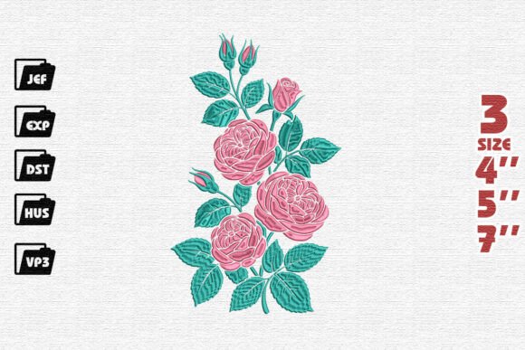 Classic Floral Roses Embroidery