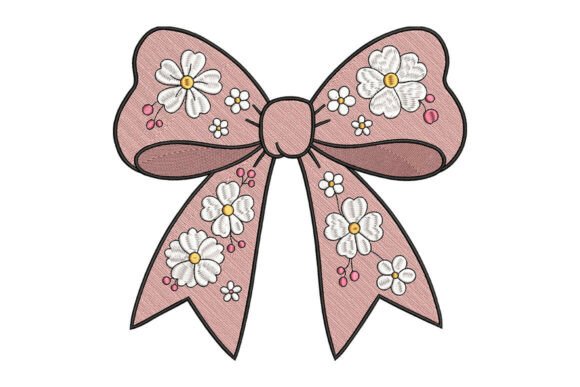 Floral Bow Embroidery Design