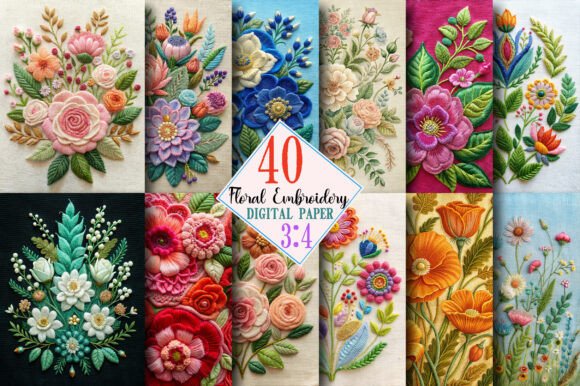 Floral Embroidery Junk Journal Page