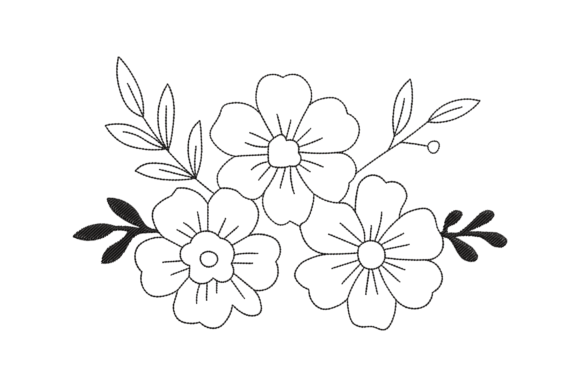 Floral Outline Embroidery Design