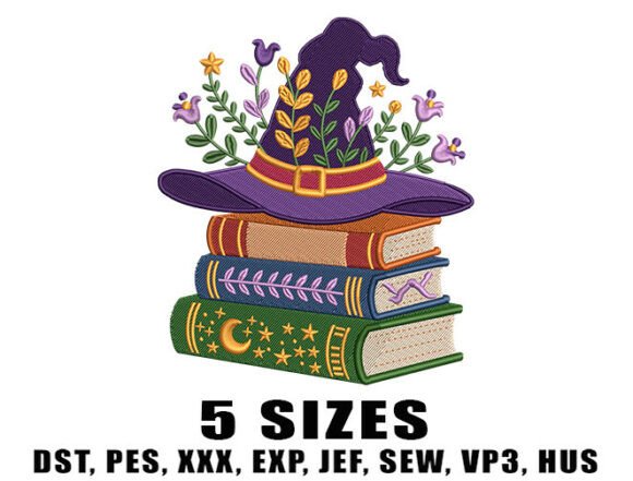 Floral Witch Hat Embroidery Designs