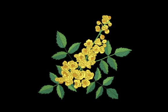 Golden Acacia Flower Embroidery