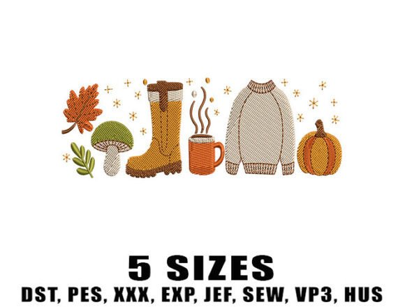 Hello Autumn Season Embroidery Designs