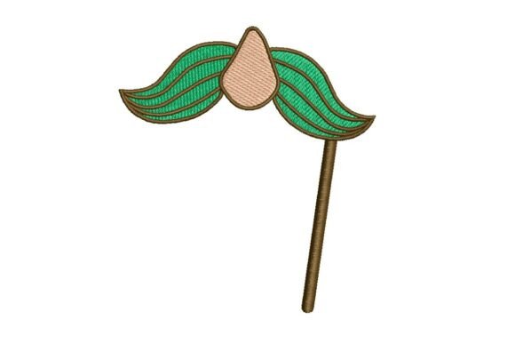 Humorous Moustache and Nose on a Stick Embroidery Design