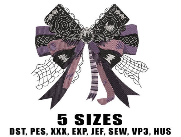 Moonlit Goth Bow Embroidery Design