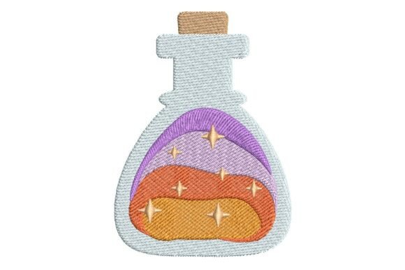 Mystical Potion Bottle with Aura Embroidery Design