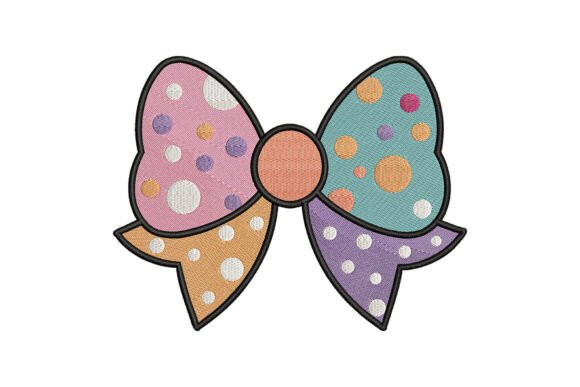 Polka Dot Bow Embroidery Design