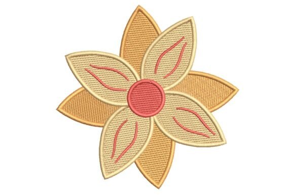Stylized Autumnal Flower Embroidery Design