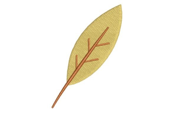 Stylized Golden Autumn Leaf Embroidery Design