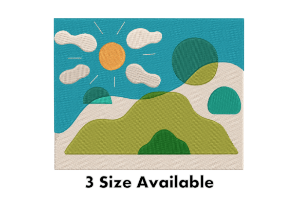Sun and Hills Landscape Embroidery File
