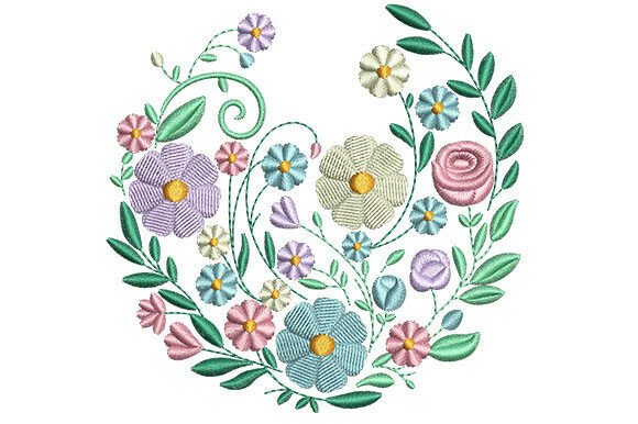 Sweet Pastel Blossoms Embroidery Design