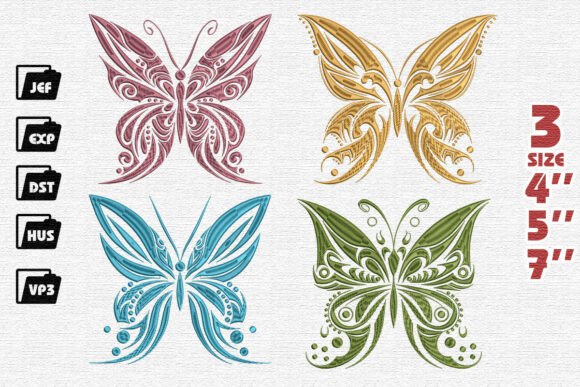 Tribal Butterfly Embroidery Bundle