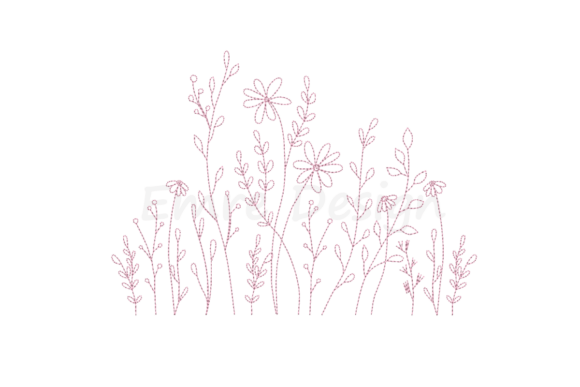 Wildflower Line Art Embroidery Design