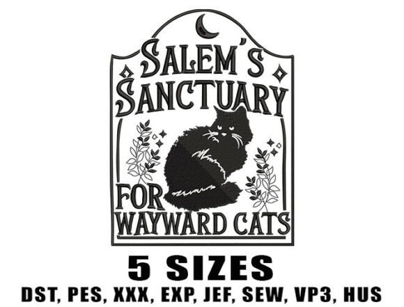Witchy Cat Lover Embroidery Design