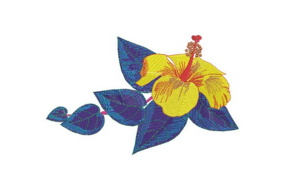 Yellow Hibiscus Embroidery